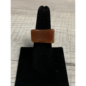 Colorful Acrylic Ring - Transparent Resin Geometric Square Irregular Ring Rust